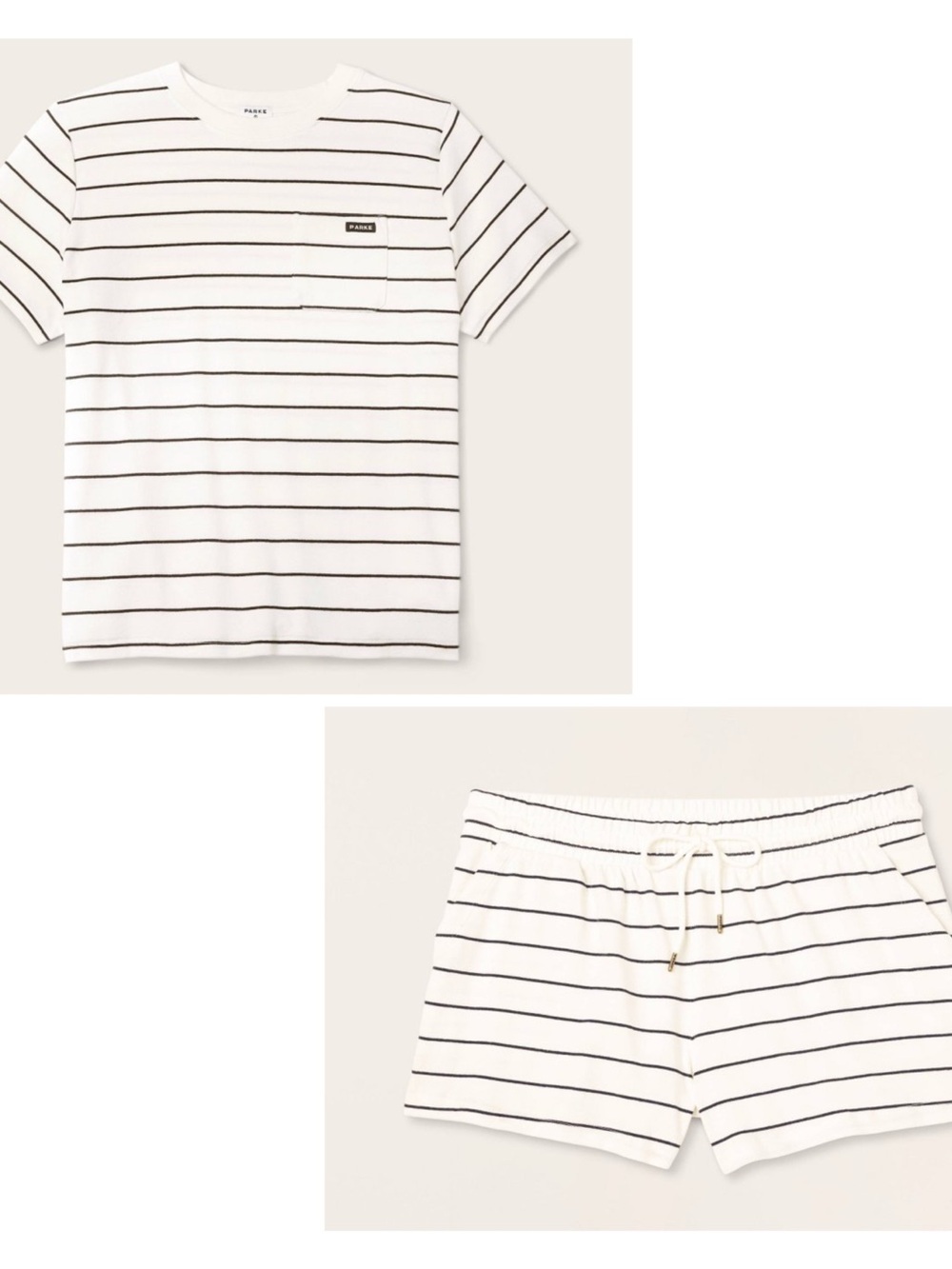 Parke x Target Short Sleeve TShirt + High Rise Shorts Navy Blue Striped SET